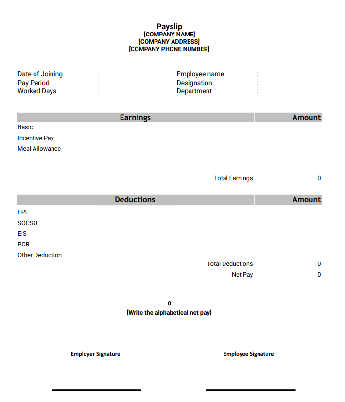 Simple Payslip template 5